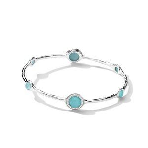 NWOT Ippolita 6-stone Silver, Turquoise & Diamond Bangle $1295